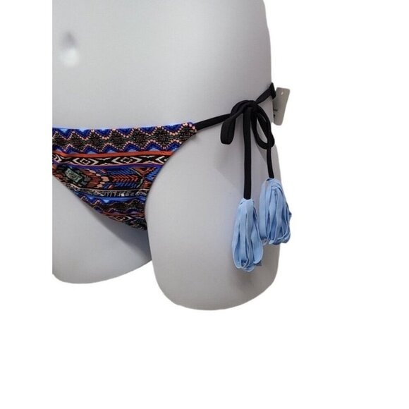 Mossimo Hipster Bikini Bottom Size Small Tassel Side Ties Black Multicol… - Picture 5 of 8